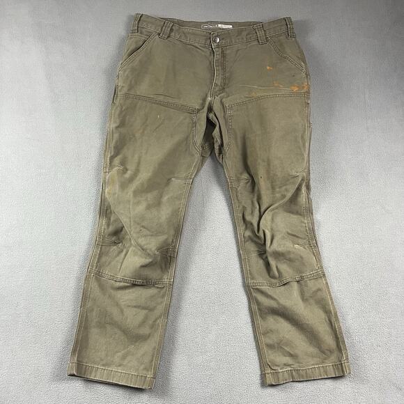 Carhartt Pants Mens 36X28 Moss Green Carpenter Double Knee Distressed Workwear - Picture 1 of 11